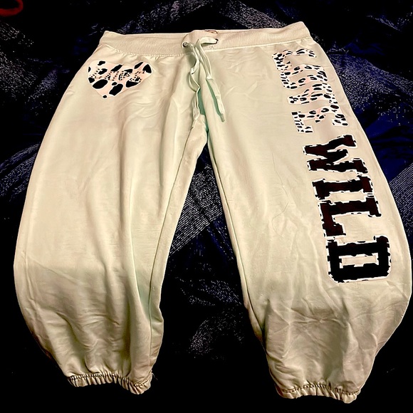 Large ~PINK~ Teal Sweat Pants - Picture 1 of 3